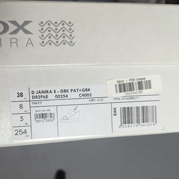 GEOX Wedges Sandals Patent Leather Braided  Donna Janira Navy Red Stripe NIB NEW - Picture 7 of 7